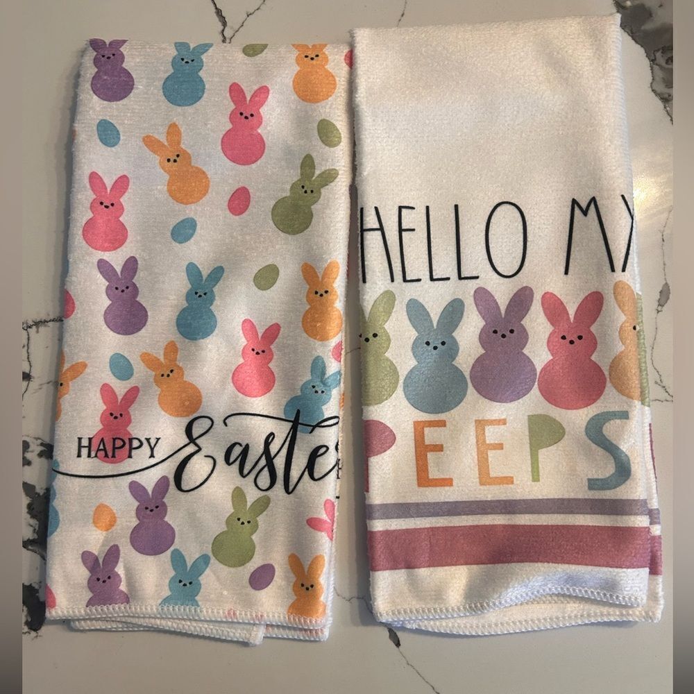 Colorful Easter Bunny kitchen Towels